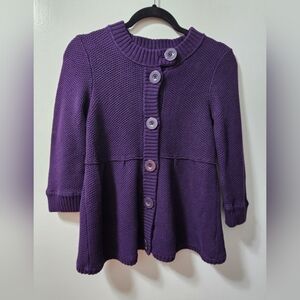 Purple Y2K Button-Up Knit Cardigan. Size Medium
